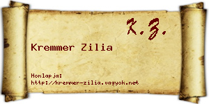Kremmer Zilia névjegykártya